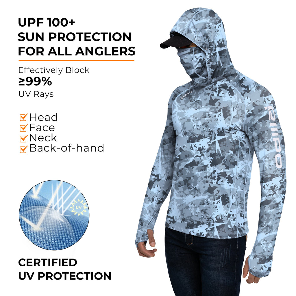 Performance Cooling Hoodie with Gaiter - Full Print - Light Blue
