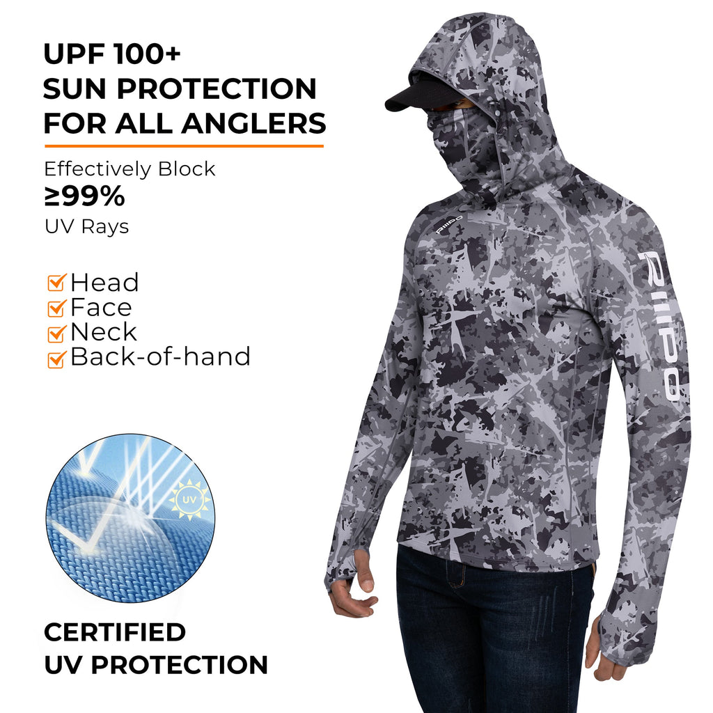 Performance Cooling Hoodie with Gaiter - Full Print - Dark Grey