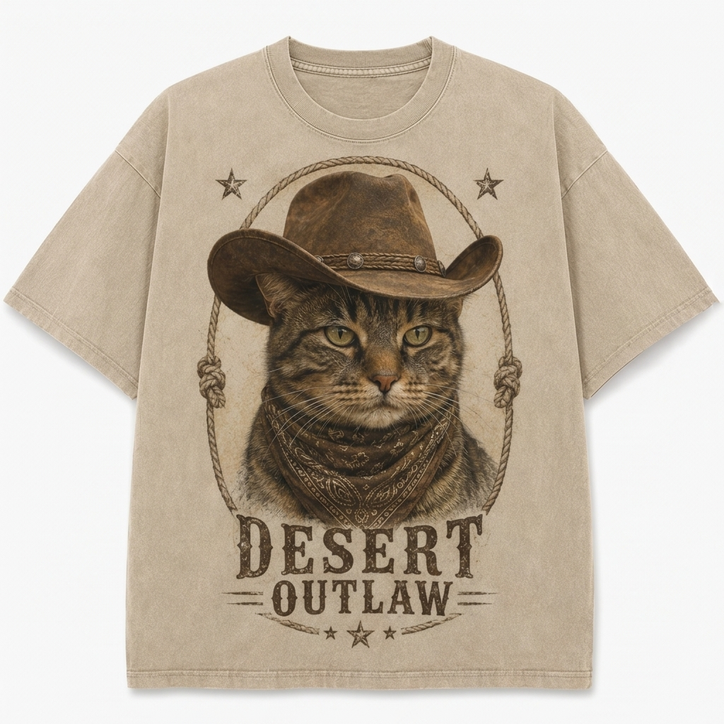 Desert Outlaw Tabby Cat Tee