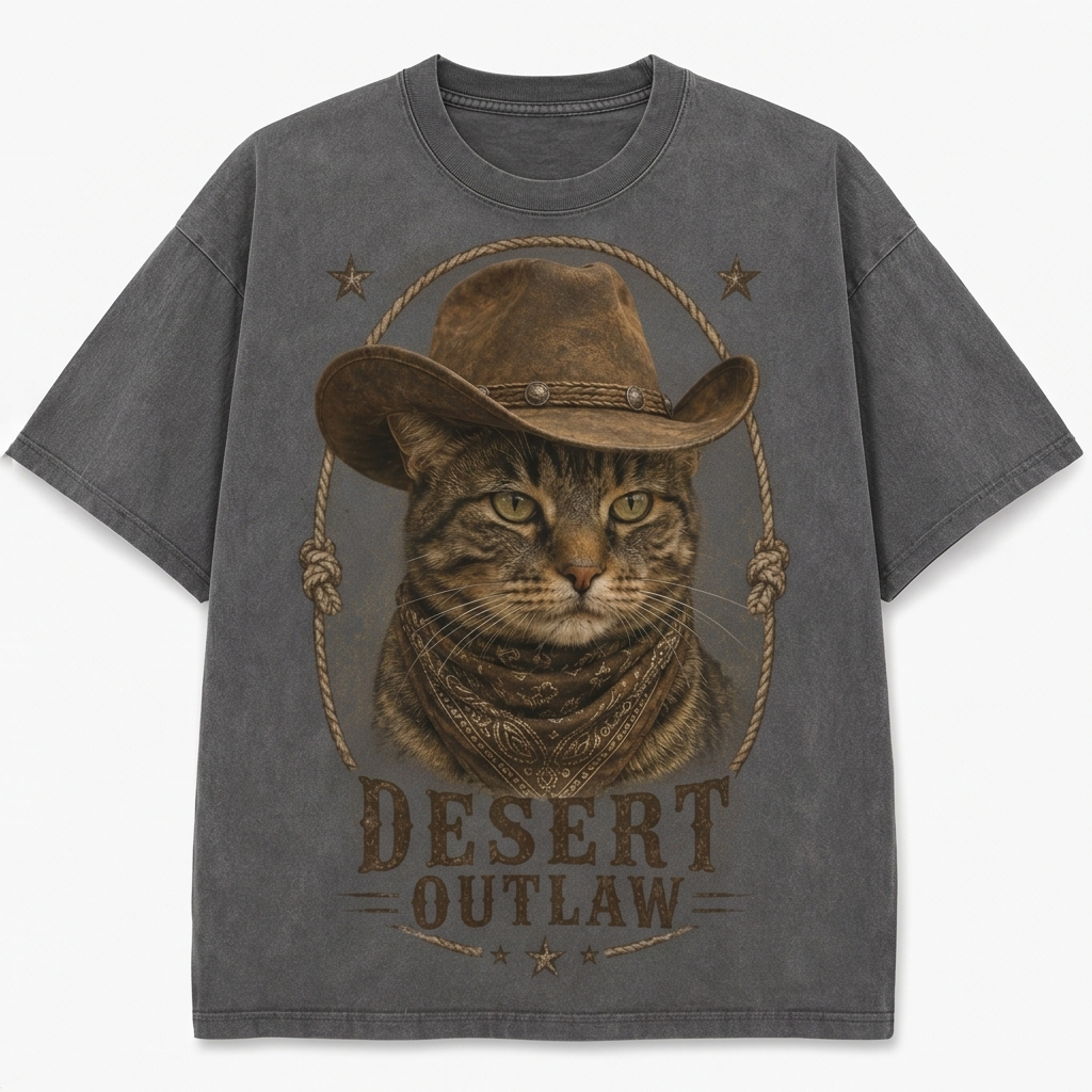Desert Outlaw Tabby Cat Tee