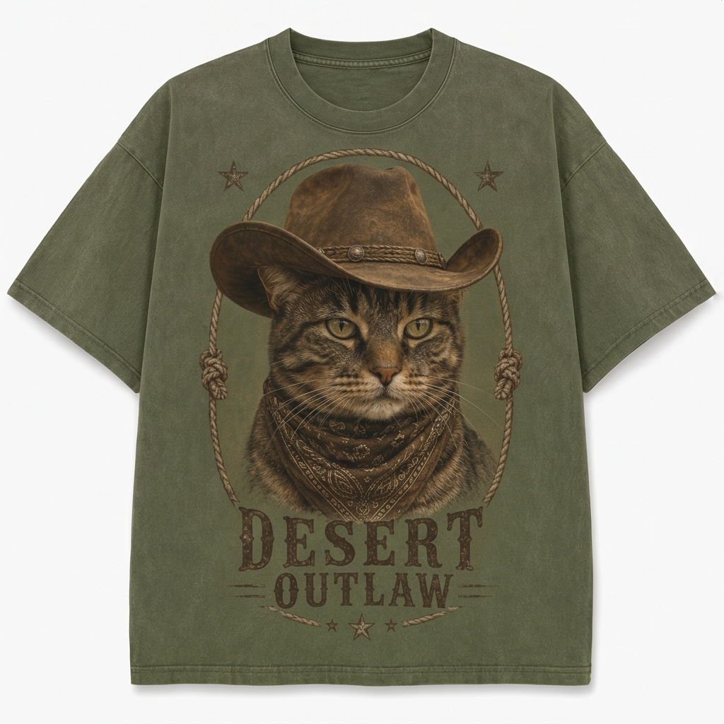 Desert Outlaw Tabby Cat Tee