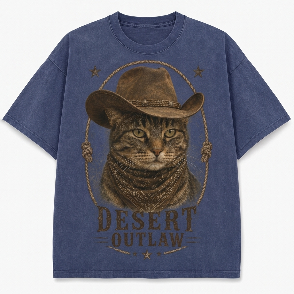 Desert Outlaw Tabby Cat Tee