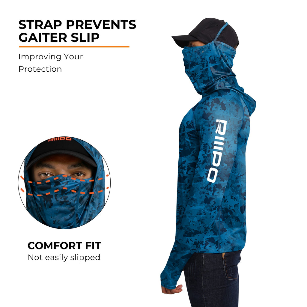 Performance Cooling Hoodie with Gaiter - Full Print - Dark Blue