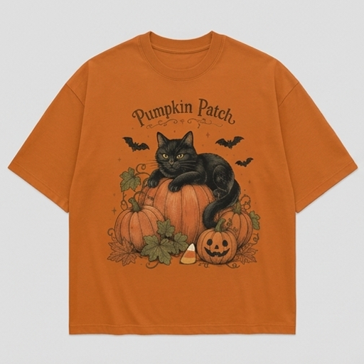 Black Cat Pumpkin Patch Tee