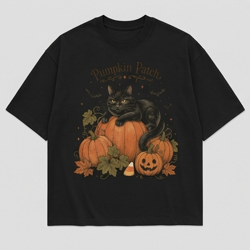Black Cat Pumpkin Patch Tee