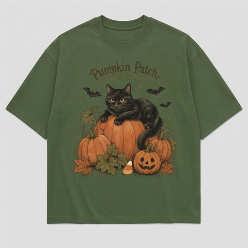 Black Cat Pumpkin Patch Tee