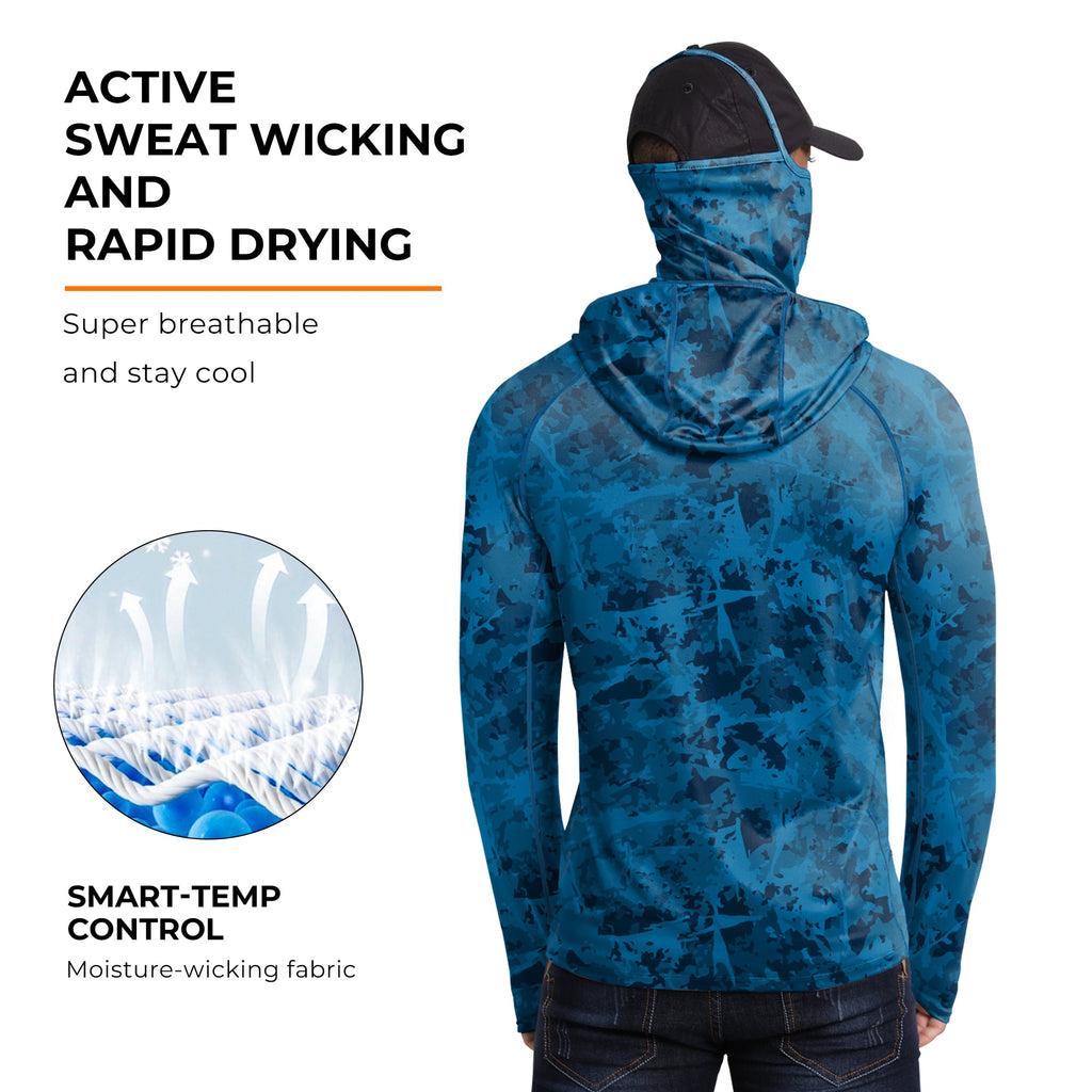Performance Cooling Hoodie with Gaiter - Full Print - Dark Blue