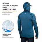 Performance Cooling Hoodie with Gaiter - Mix Print - Dark Blue