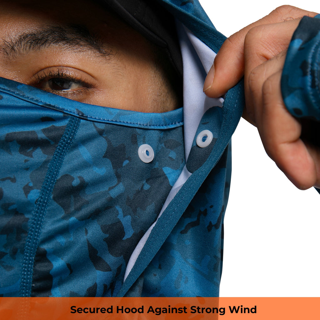 Performance Cooling Hoodie with Gaiter - Full Print - Dark Blue