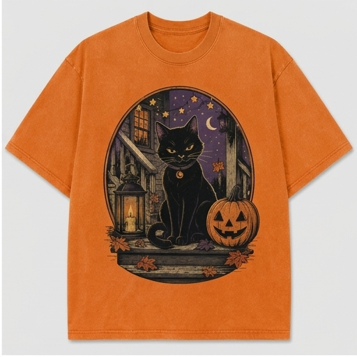 Moonlit Black Cat Porch Tee