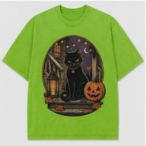 Moonlit Black Cat Porch Tee
