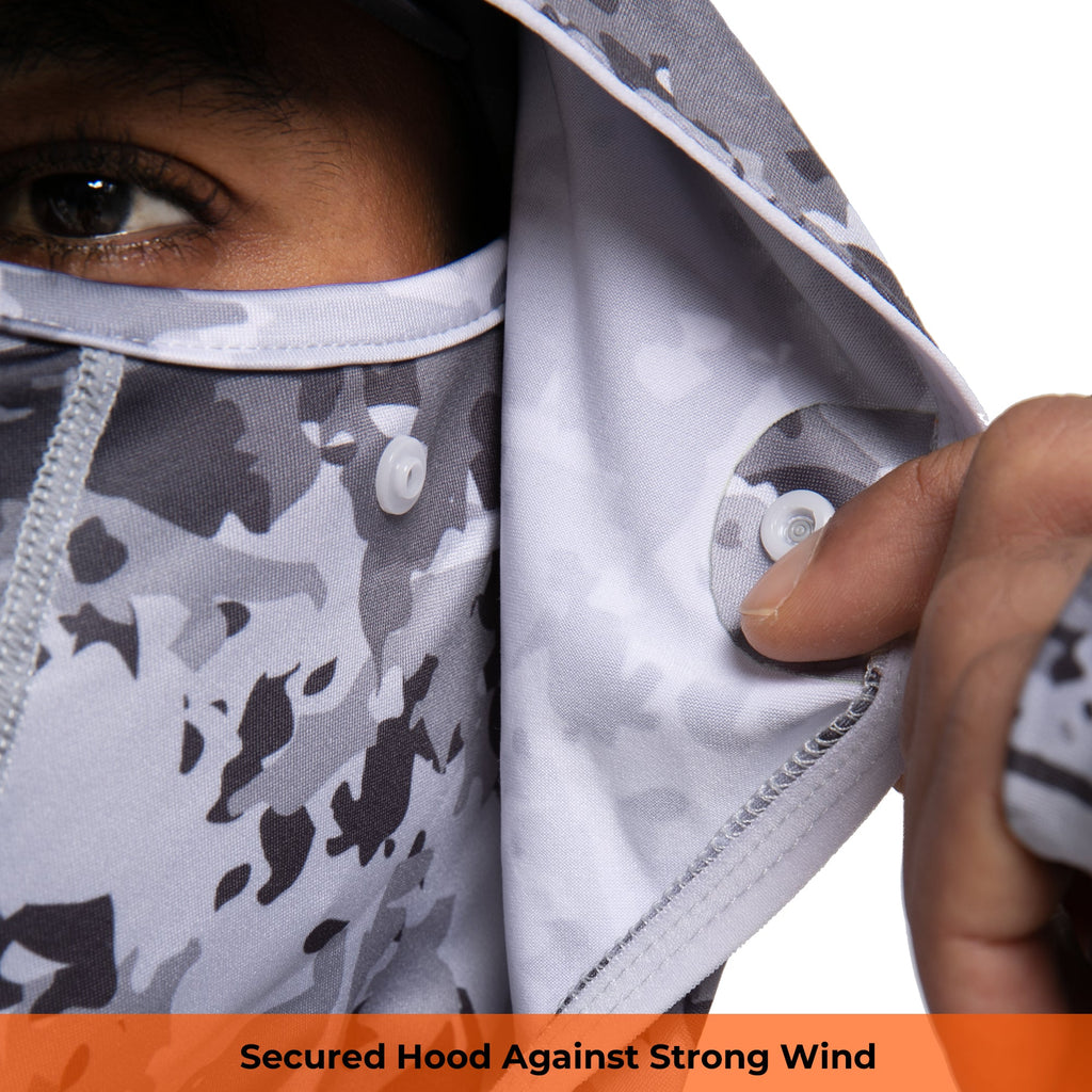 Performance Cooling Hoodie with Gaiter - Full Print - Light Grey