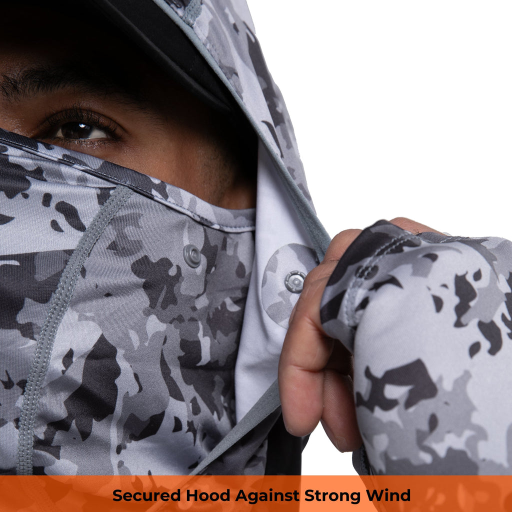 Performance Cooling Hoodie with Gaiter - Full Print - Dark Grey
