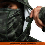 Performance Cooling Hoodie with Gaiter - Mix Print - Dark Green