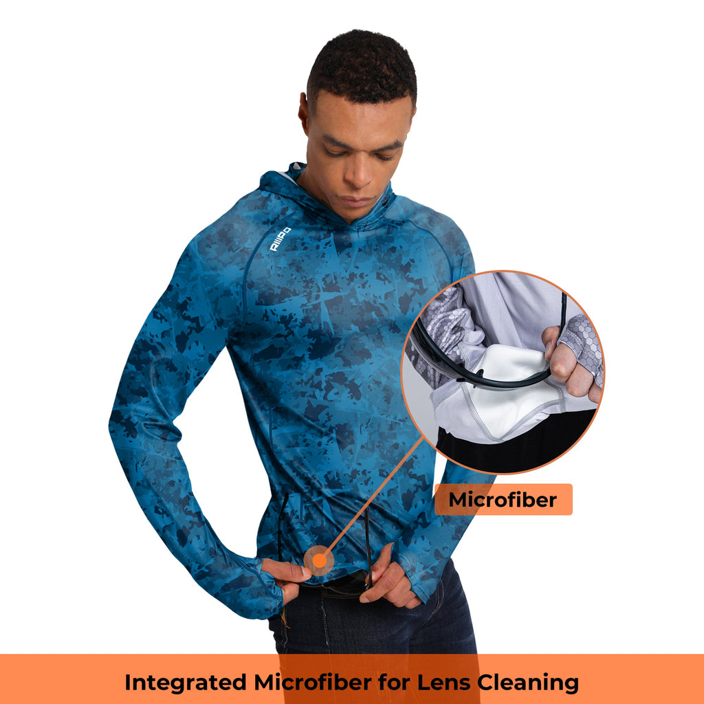 Performance Cooling Hoodie with Gaiter - Full Print - Dark Blue