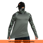 Performance Cooling Hoodie with Gaiter - Mix Print - Dark Green