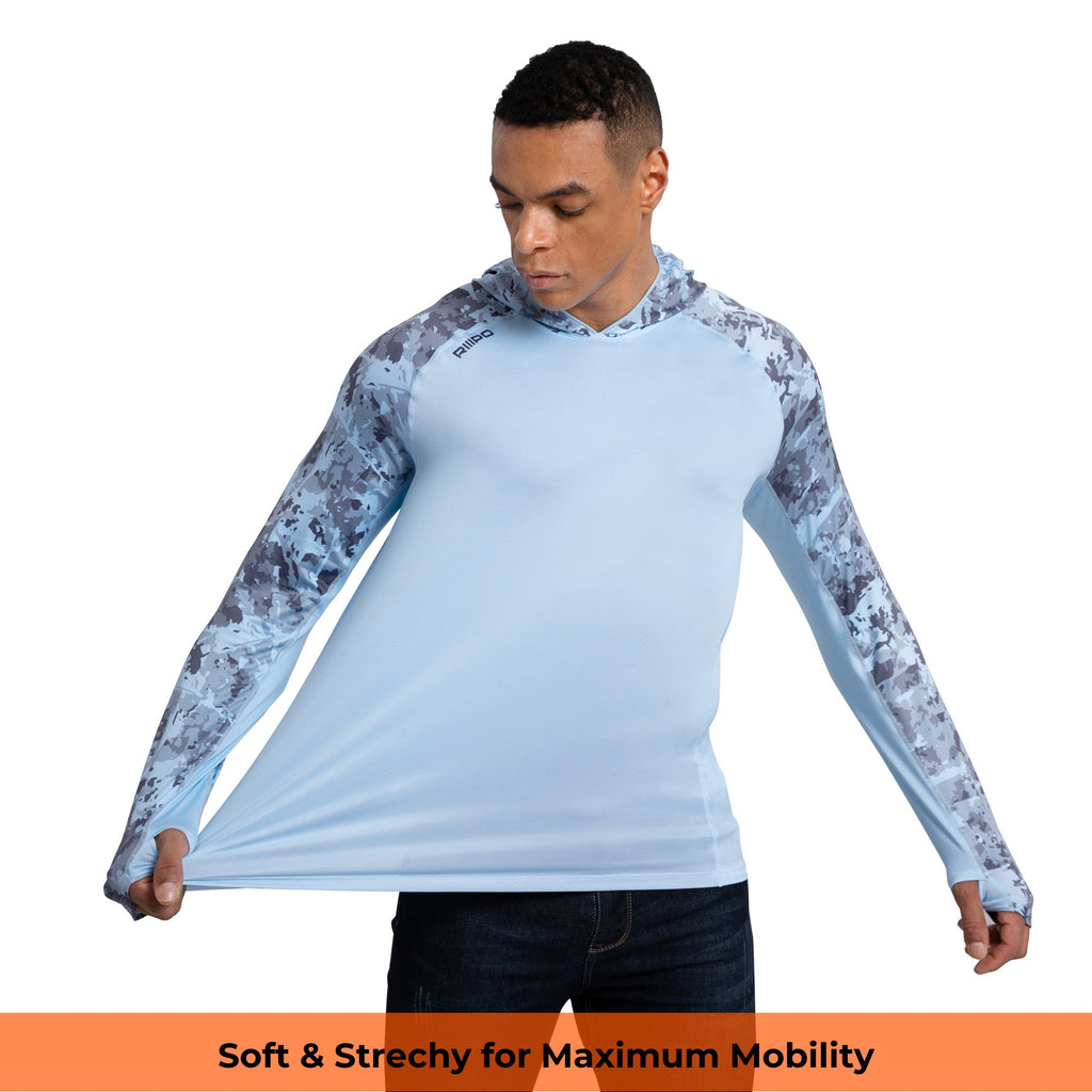 Performance Cooling Hoodie with Gaiter - Mix Print - Light Blue