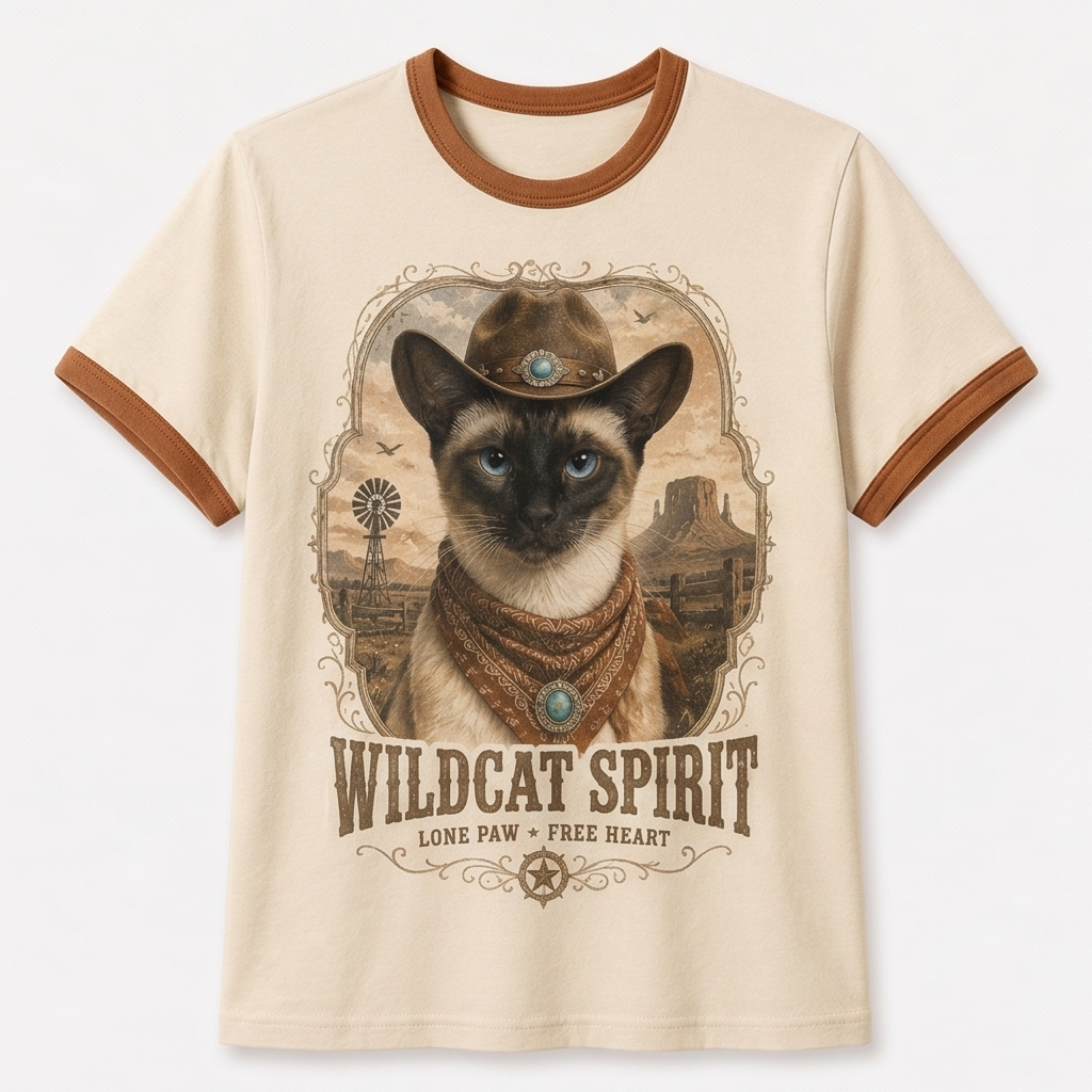 Wildcat Spirit Siamese Cat Tee