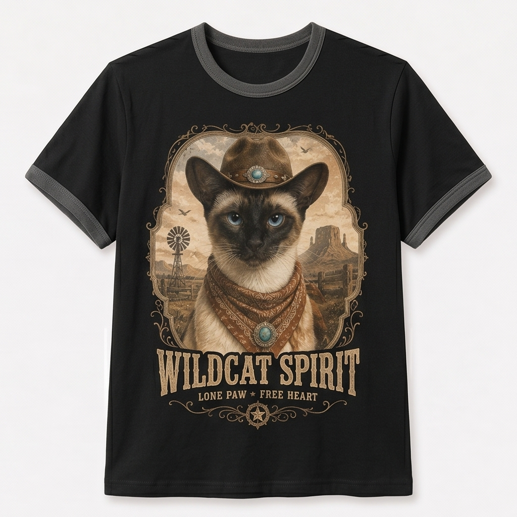 Wildcat Spirit Siamese Cat Tee