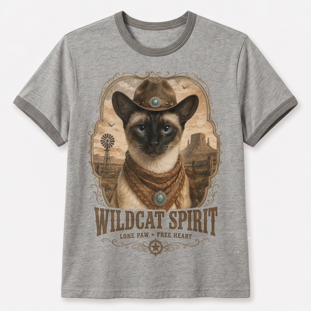 Wildcat Spirit Siamese Cat Tee