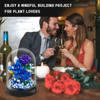 Flower Bouquet Building Kit - 630 PCS Valentines Day Gift Bonsai Tree Sets for Adult Girlfriend Wife (Blue Roses)