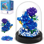Flower Bouquet Building Kit - 630 PCS Valentines Day Gift Bonsai Tree Sets for Adult Girlfriend Wife (Blue Roses)