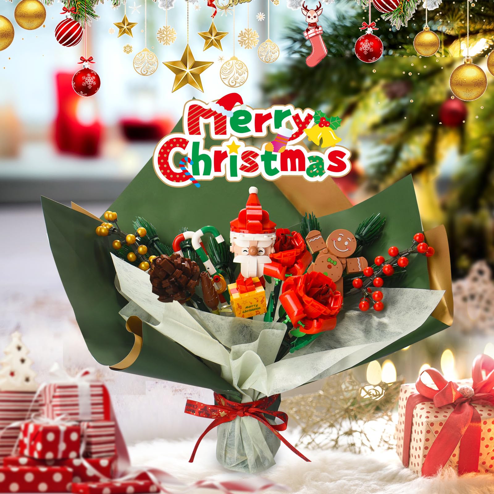 2024 Advent Calendar 24 Days Flower Bouquet Building Block Christmas Countdown Calendar,Artificial Wildflower Botanical Collection