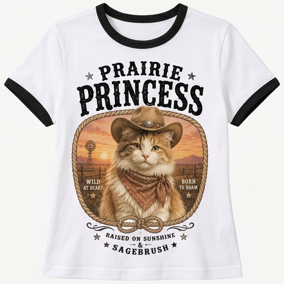 Prairie Princess Calico Cat Tee