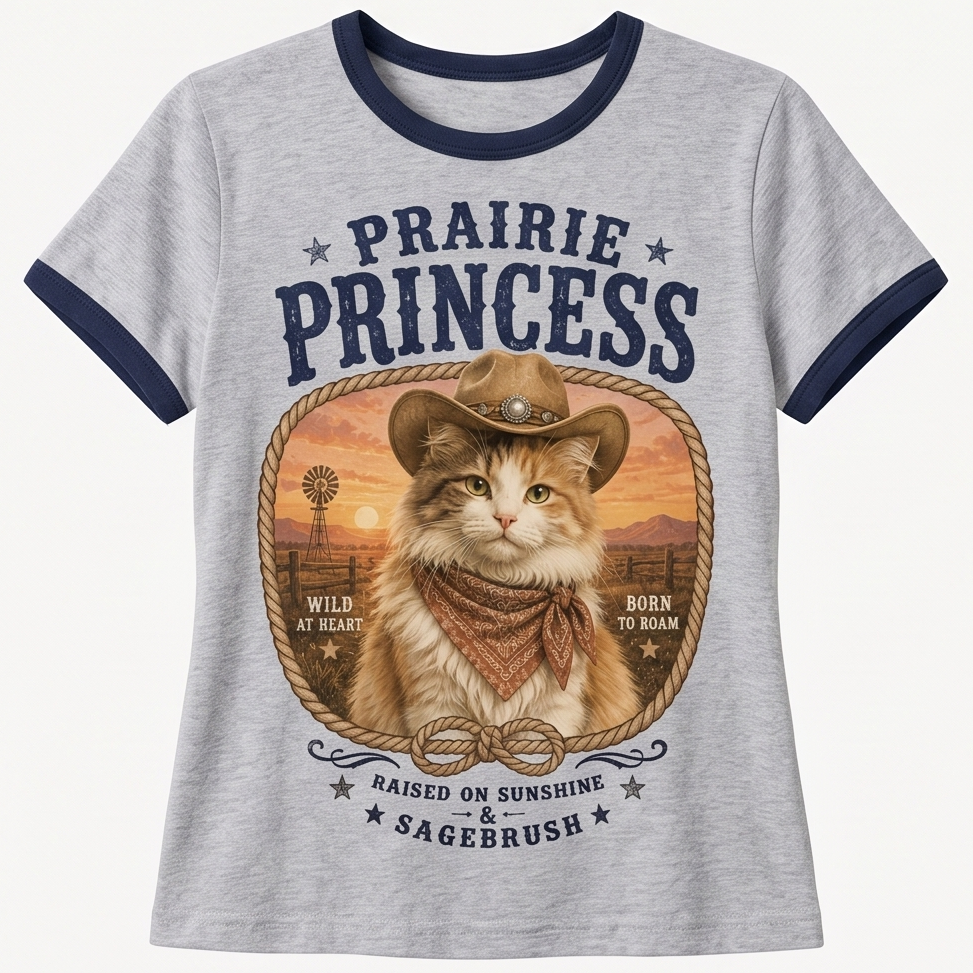 Prairie Princess Calico Cat Tee