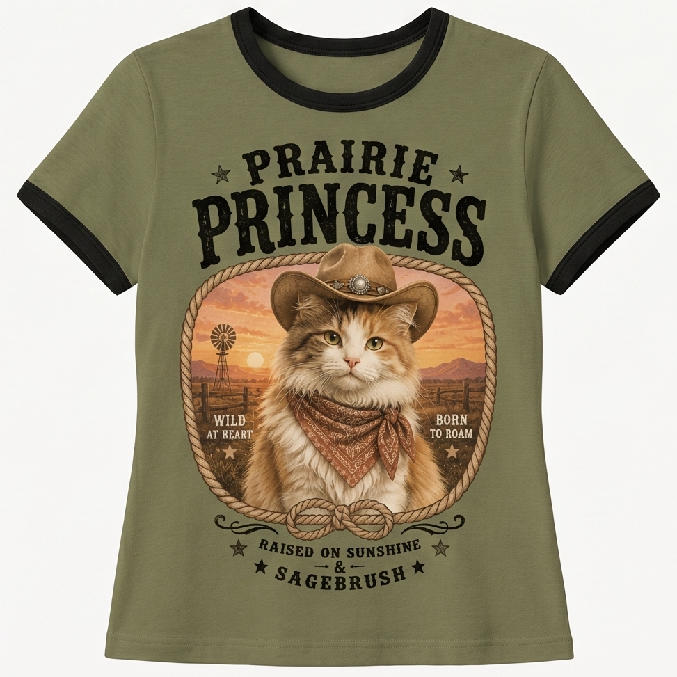 Prairie Princess Calico Cat Tee
