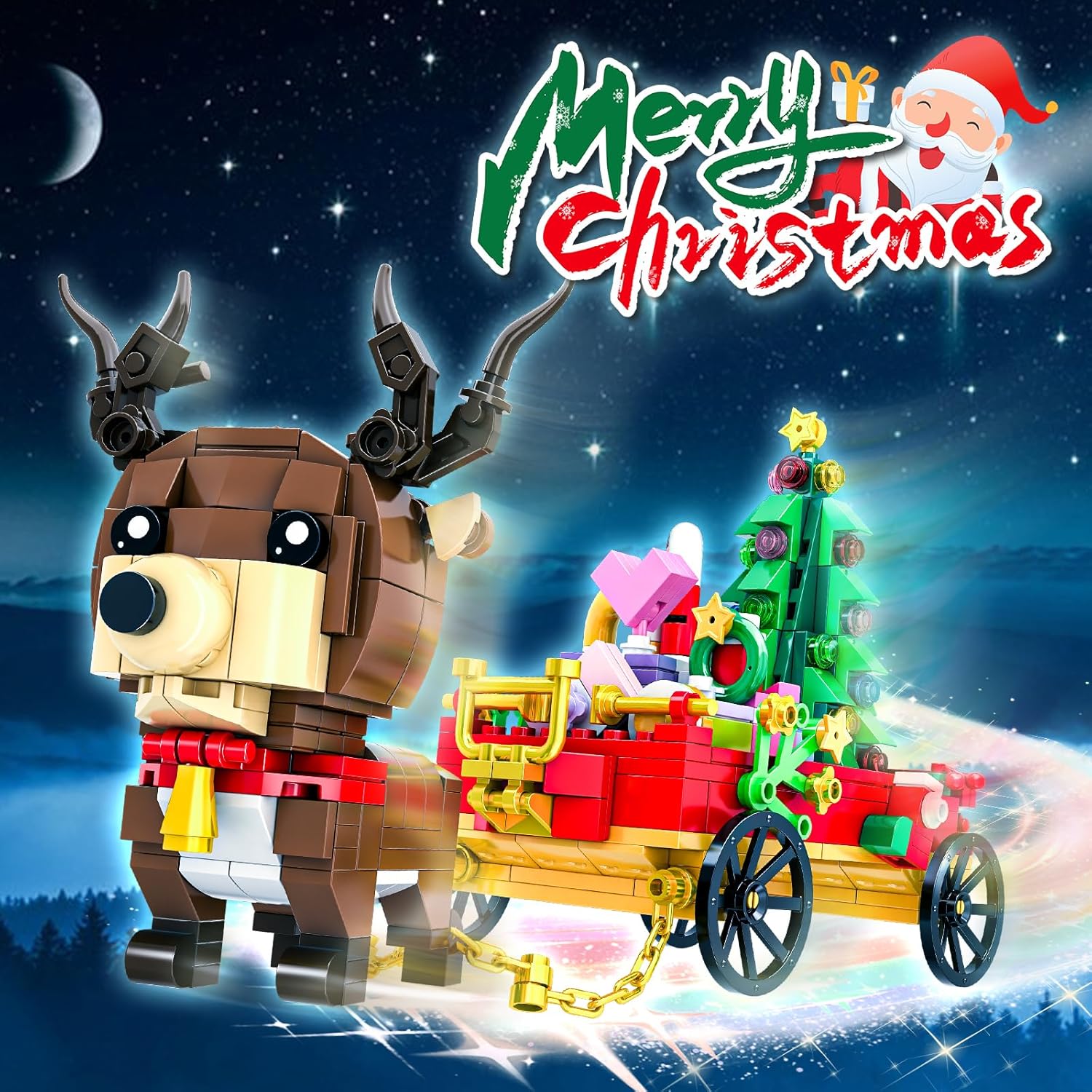 Christmas Building Sets, 478Pcs Christmas Reindeer, Tree, Gift Car Blocks Bricks Set for 6+ Kids Boys Girls Birthday Xmas Gifts