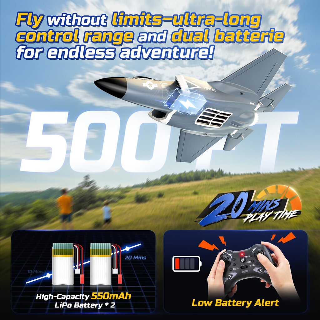 F35 4 Channel Brushless RC Plane,Remote Control Airplane Ducted Fans Fighter Jet,2.4GHz 6-axis Gyro Stabilizer RTF Hobby Glider Aircraft Plane