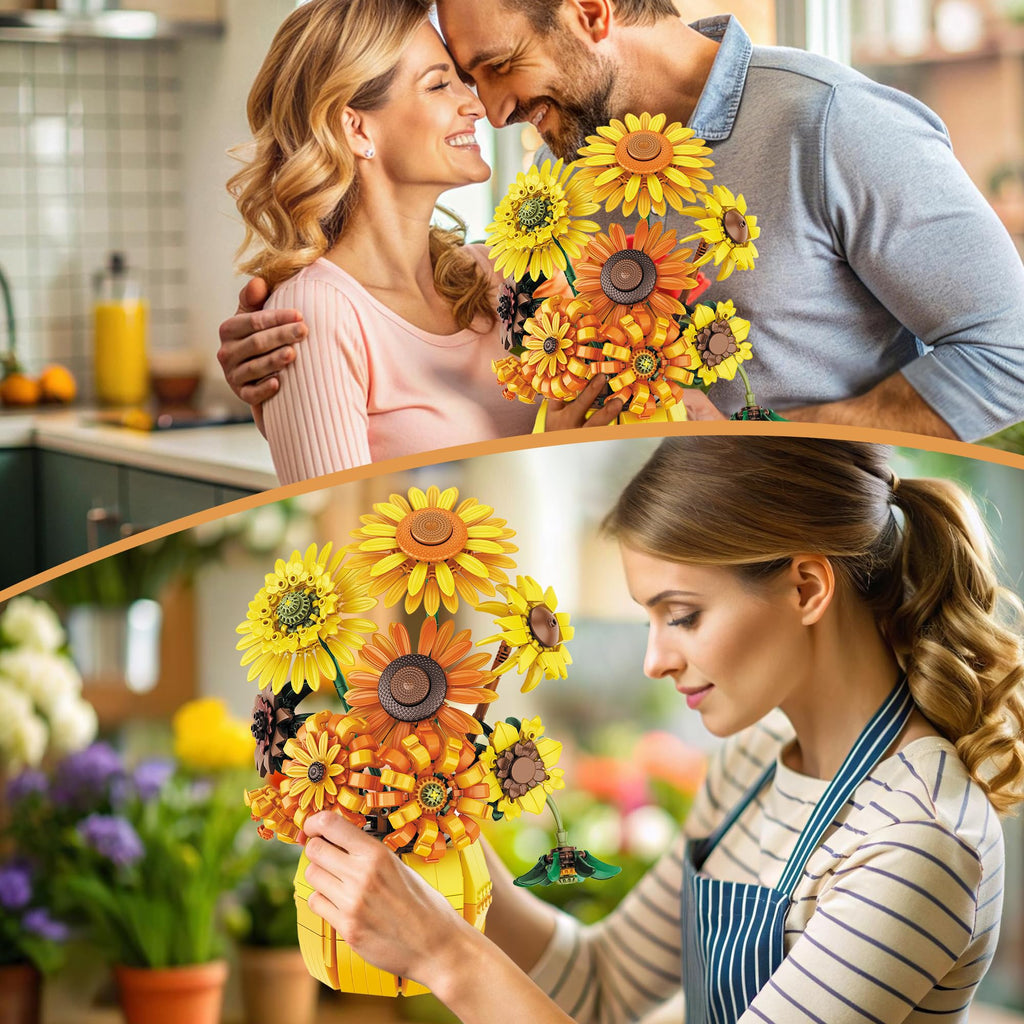 Sunflower Building Set Flowers with Vase Van Gogh Botanical Collection 1009pcs Compatible with Lego Ideal for Home and Office Decor Art Lover's  Gift