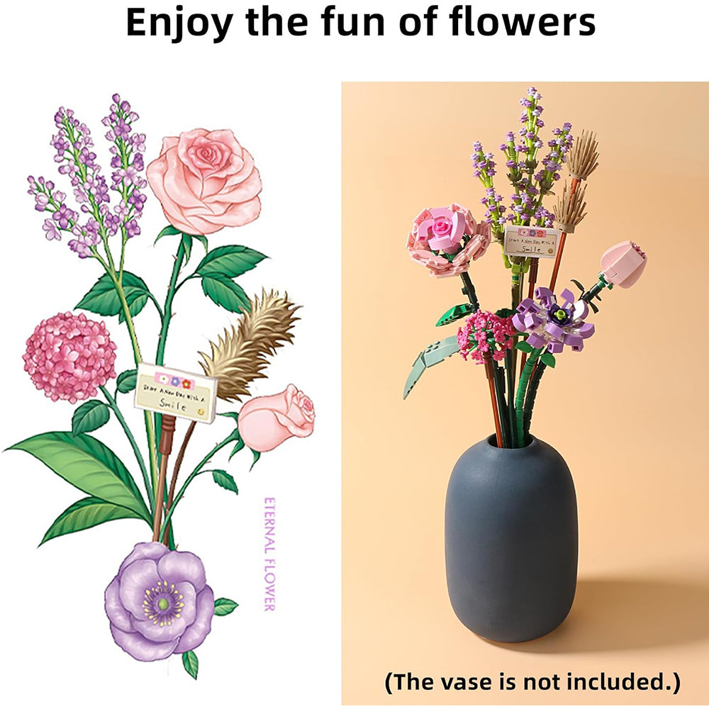 Mini Bricks Flower Bouquet Building Sets, Artificial Flowers, DIY Unique Decoration Home, 547 Pieces Botanical Collection for Gift