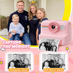 Kids Instant Print Camera, 1080P HD Kids Camera Instant Print with 3 Rolls Print Paper and 32GB Card for Boys and Girls Age 3 to 14, Pink