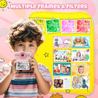 Kids Instant Print Camera, 1080P HD Kids Camera Instant Print with 3 Rolls Print Paper and 32GB Card for Boys and Girls Age 3 to 14, Pink