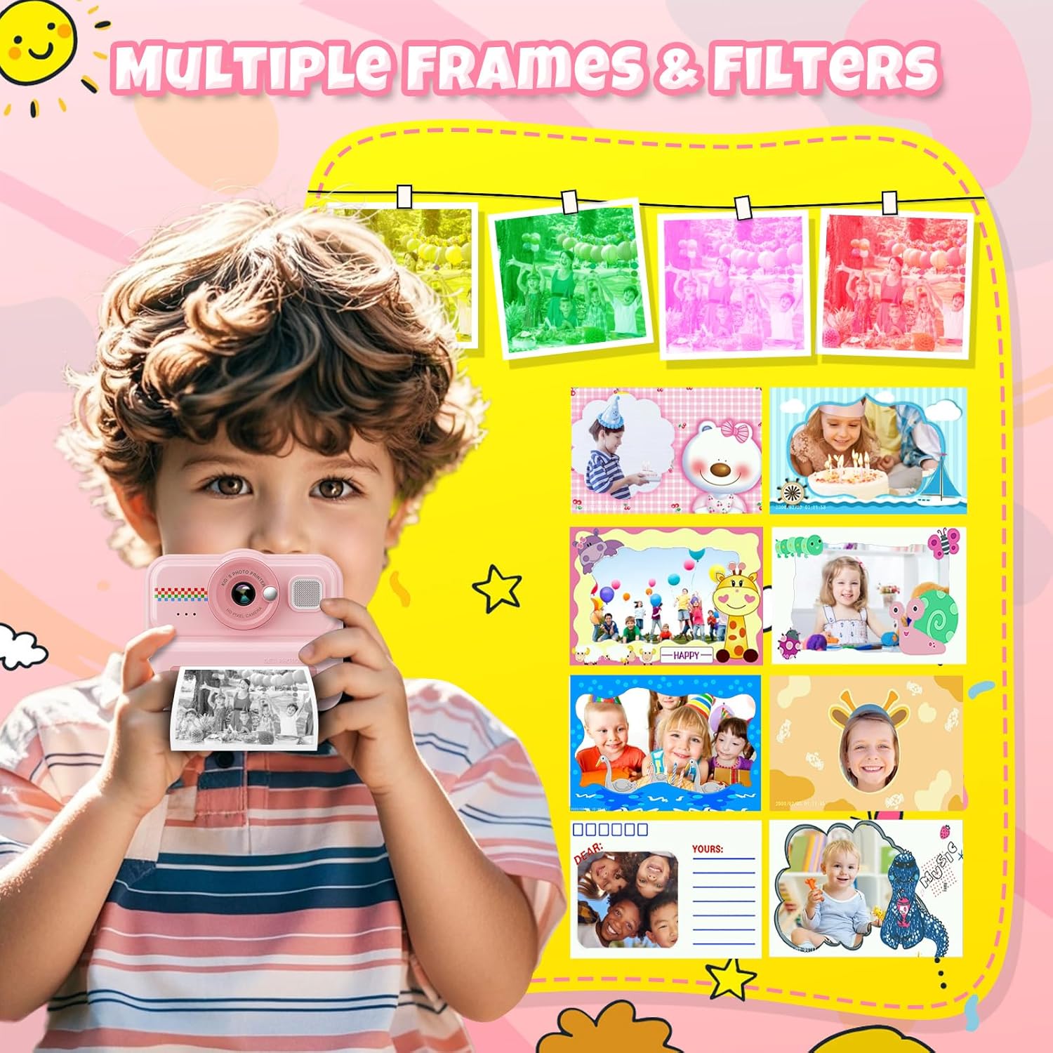 Kids Instant Print Camera, 1080P HD Kids Camera Instant Print with 3 Rolls Print Paper and 32GB Card for Boys and Girls Age 3 to 14, Pink