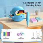 Drawing Robot for Boys Girls Montessori Painting Toys for 3 4 5 6 7 8 Year Old, Voice Interactive Educational Drawing Machine with 100 Cards, Blue