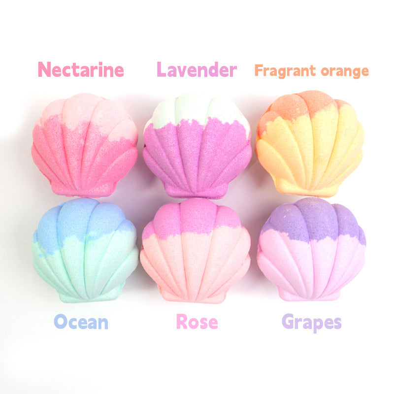 Mermaid Bath Bombs Essential Oil Bubble Fizzy Bath Salt Balls Shell Shaped With Bracelet Inside Kids Girls Christmas Birthday Gift Bath Bomb Gifts