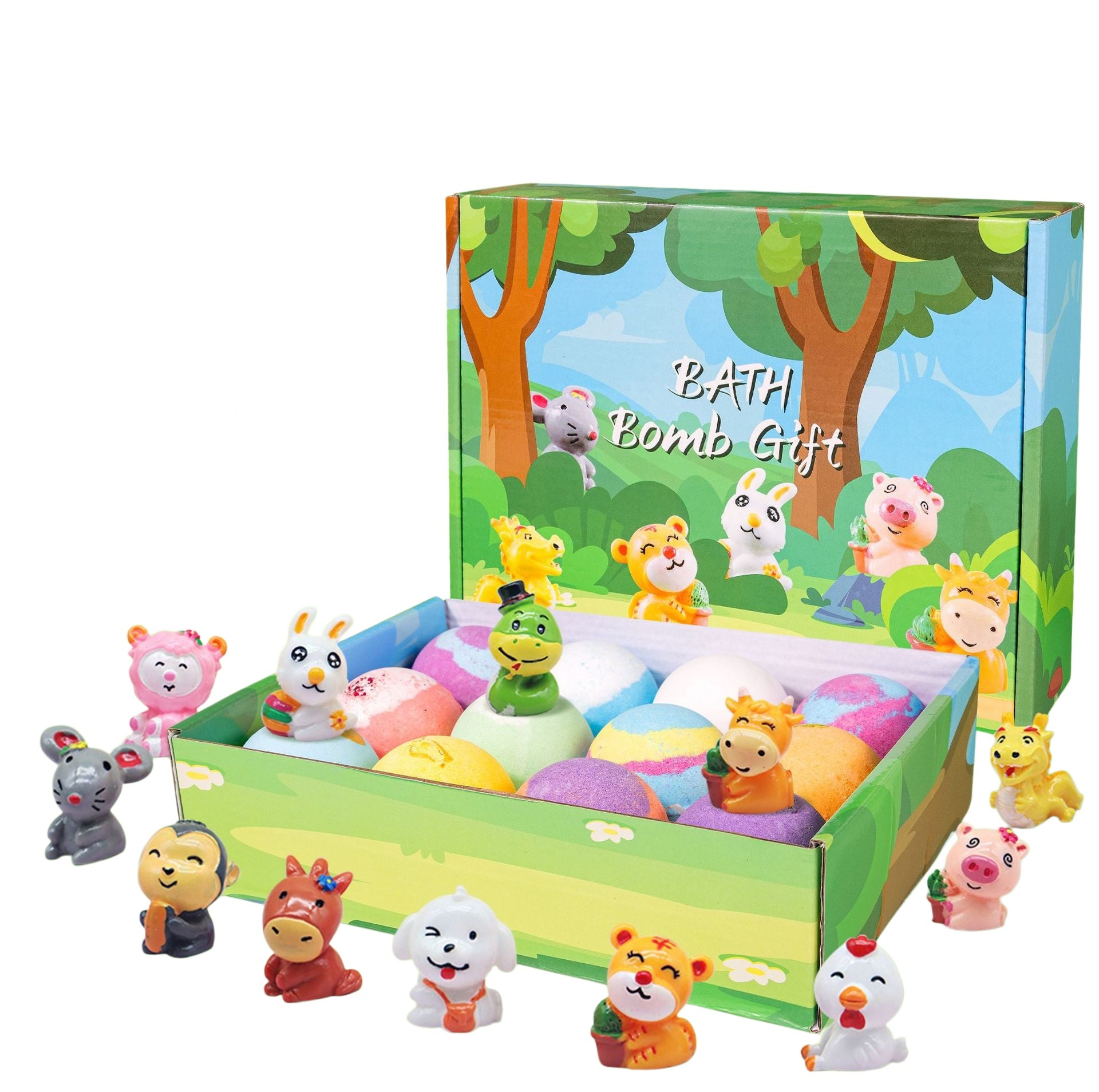 12 Pack Organic Bath Bombs for Kids with Surprise Toys Inside, Handmade Natural Fizzy Spa Kit, Best Birthday, Easter, & Christmas Gift Set for Boys and Girls