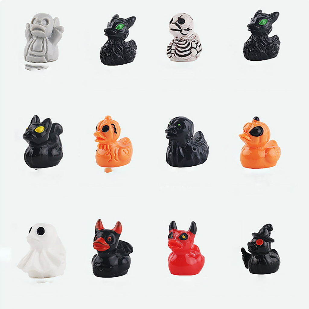 60 Pcs Halloween Mini Resin Ducks Tiny Duck Figurines Bulk Miniature Skeleton Pumpkin Witch Devil Ghost Ducks for Halloween Party Favors Gifts Goodie Bags Stuffers DIY Craft Accessories(12 Styles)