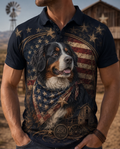 American Legend Bernese Mountain Dog Patriotic Polo Shirt