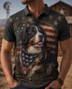 American Legend Bernese Mountain Dog Patriotic Polo Shirt