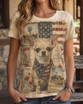 Vintage Postcard Chihuahua Americana Graphic T-Shirt