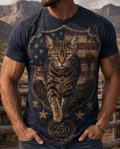 Bold Patriot Bengal Cat Liberty Shield Graphic T-Shirt