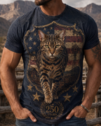 Bold Patriot Bengal Cat Liberty Shield Graphic T-Shirt