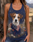 Rustic Summer Jack Russell Terrier Patriotic Tank Top