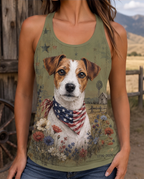 Rustic Summer Jack Russell Terrier Patriotic Tank Top