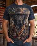 American Frontier: Black Lab Cowboy Rustic Patriotic Graphic Tee