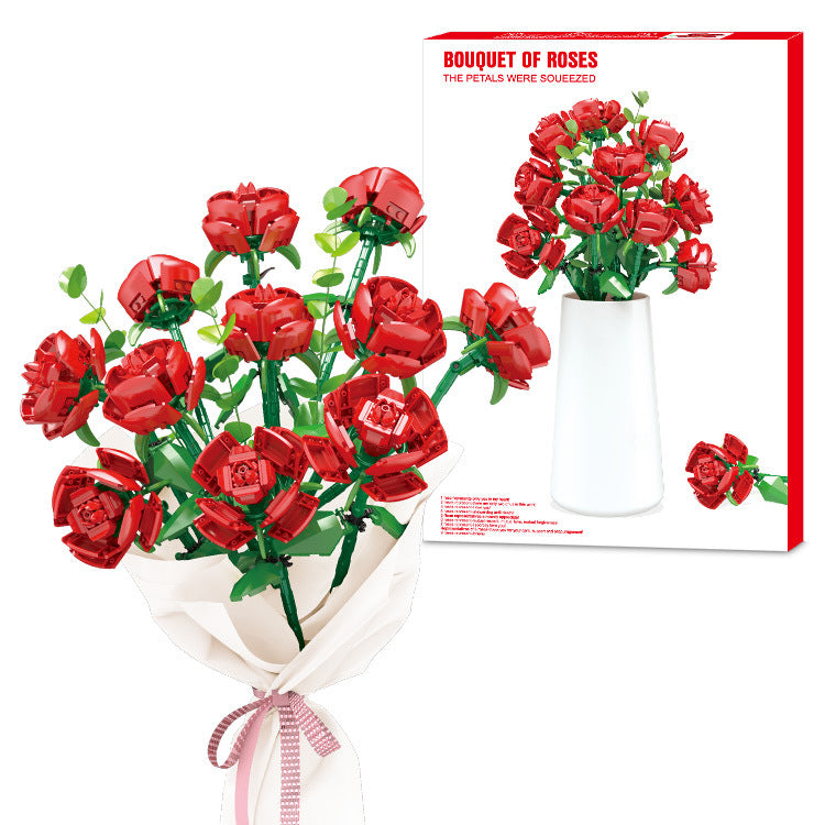 Simulation bouquet building block flower romantic pink flower decorationFlower Bouquet Bricks , compatible with LEGO 10803 for Adults 704pcscs